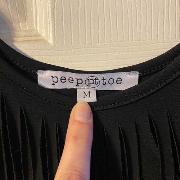 Gently Loved PeepToe Black Fringe Dress -Stretchy - Picture 3 of 4